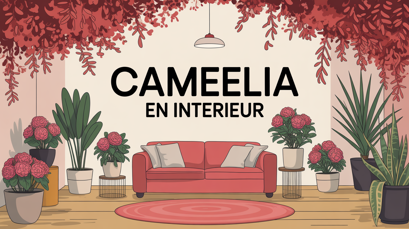 Camélia en intérieur salon moderne fleuri