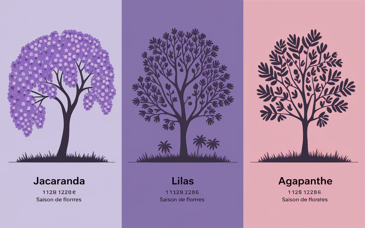 arbres violet jacaranda lilas agapanthe comparaison