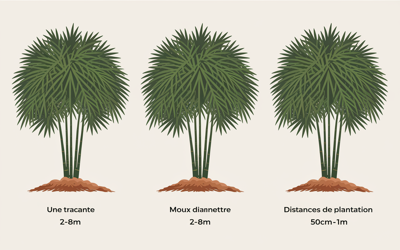 Tableau bambou traçant et non traçant, hauteur et distance de plantation
