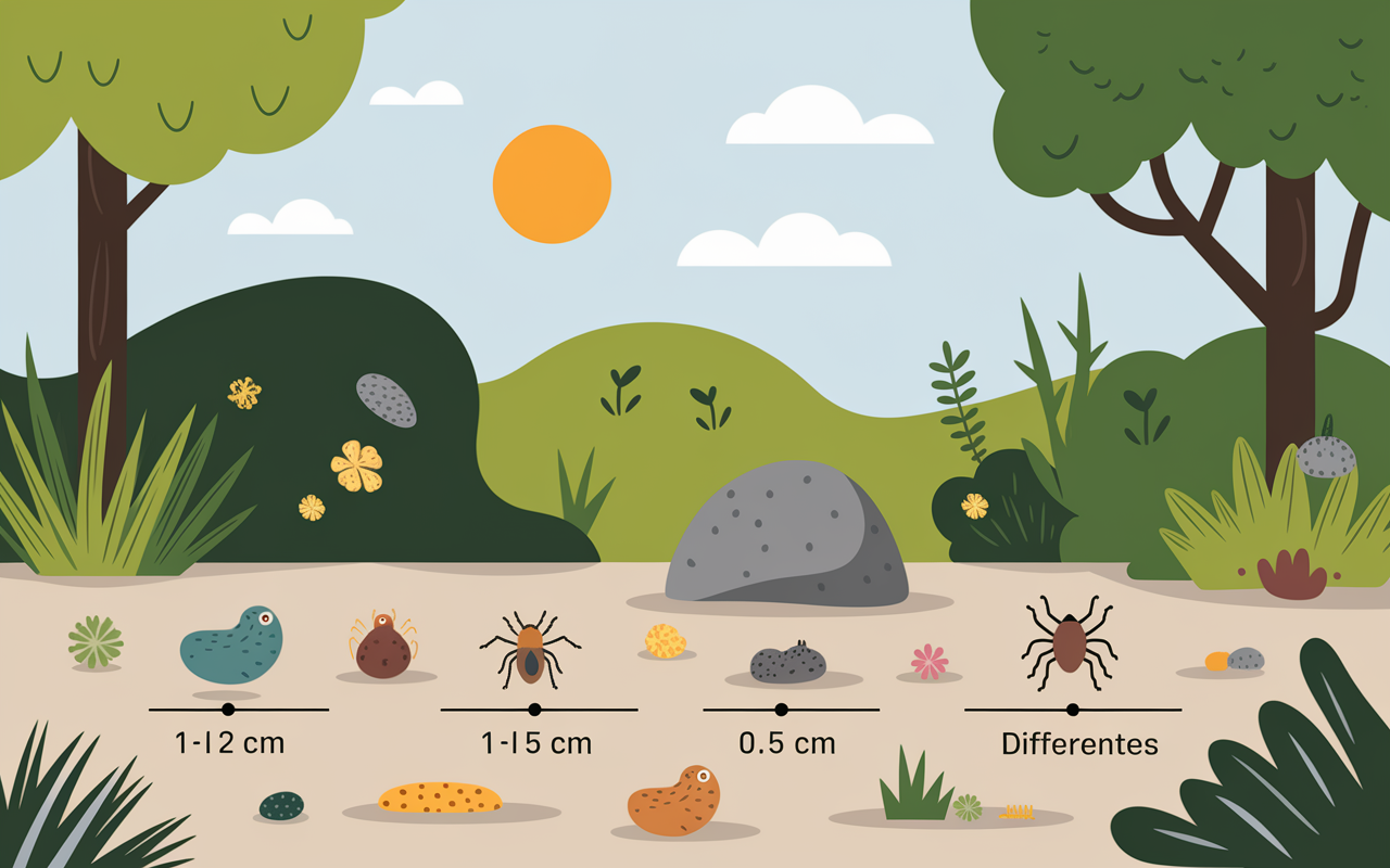 Différentes crottes jardin crapaud hérisson rongeur