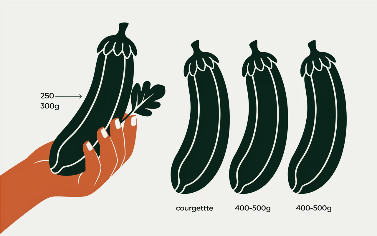 Main tenant une courgette, astuces poids visuel