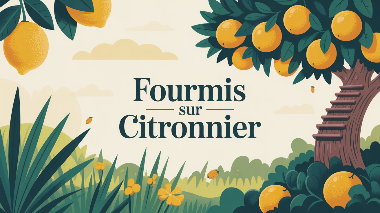 Chemin de fourmis sur tronc citronnier jardin