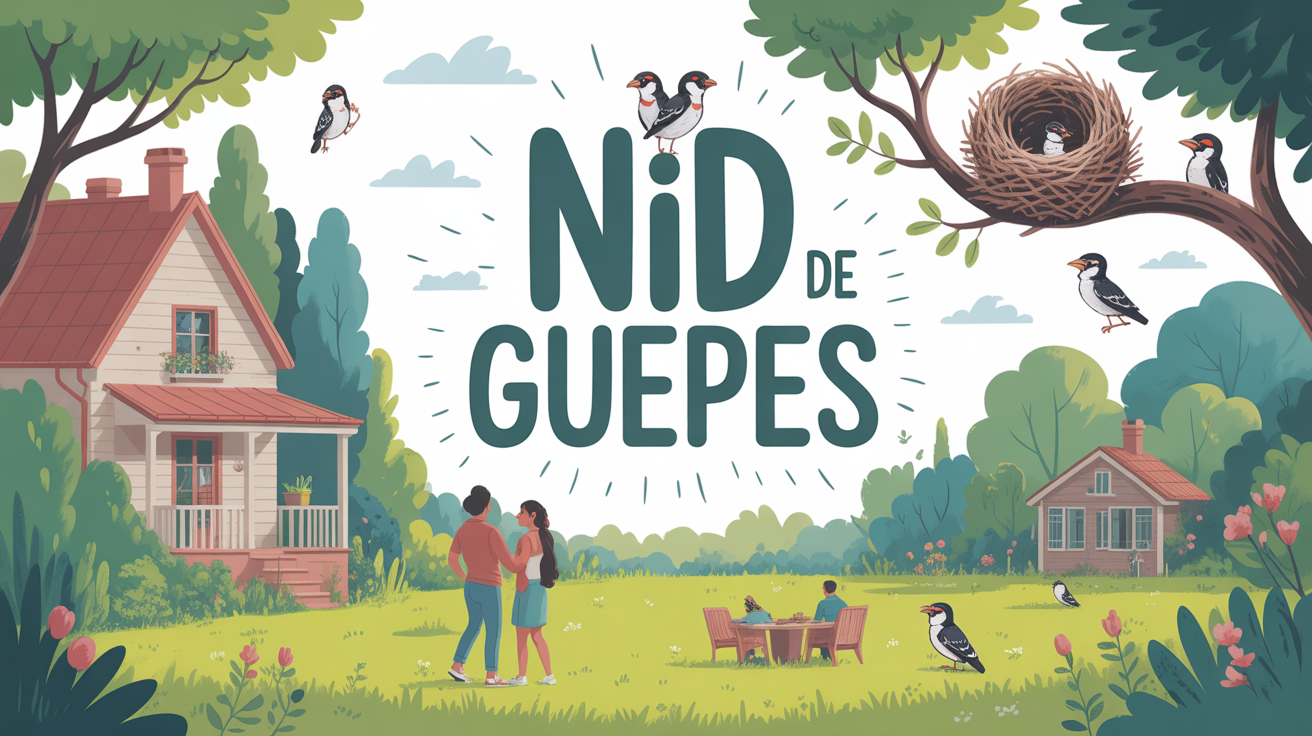 Nid de guêpes visible dans un jardin familial