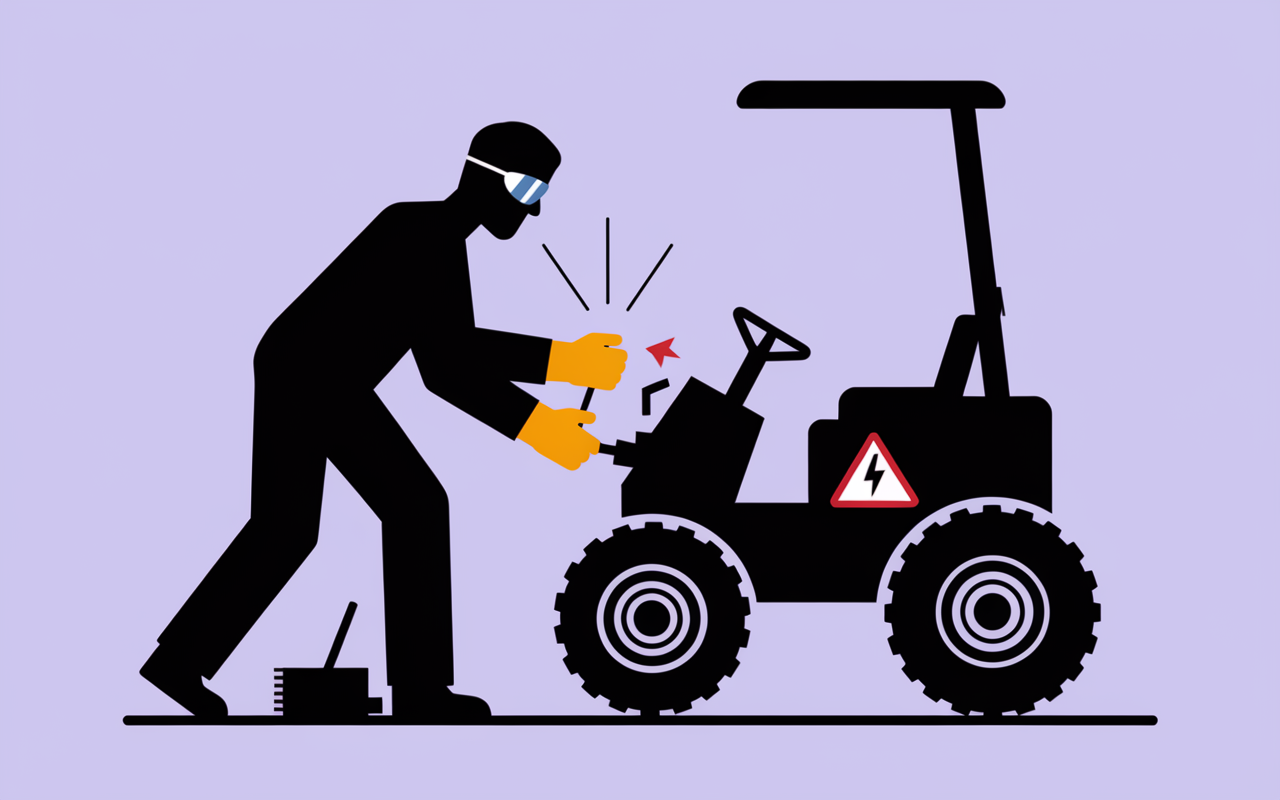 securite entretien tracteur tondeuse batterie gants