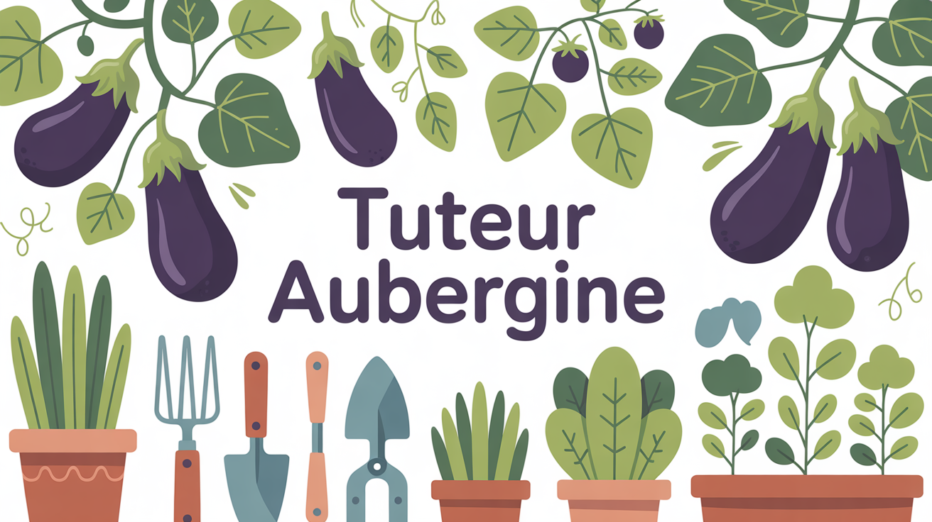 tuteurs aubergine sur balcon et jardin familial