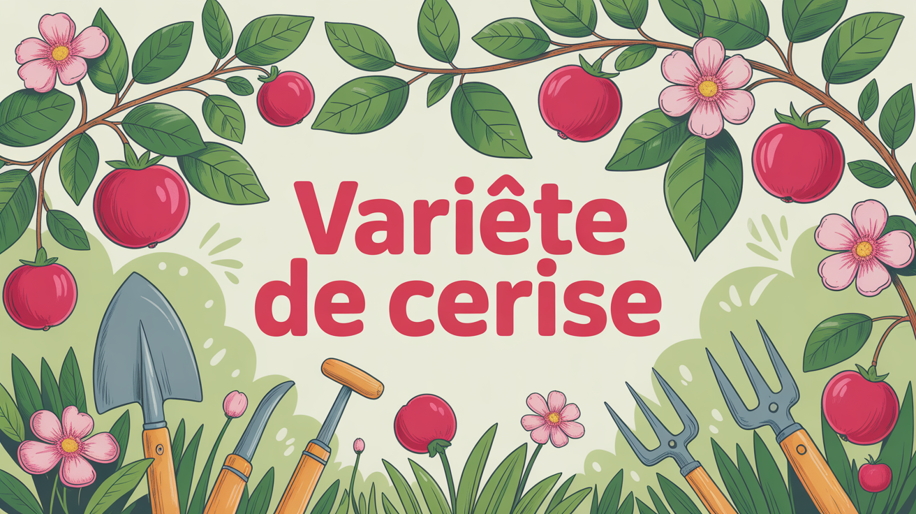 Cerisier en fleurs et fruits rouges dans un jardin