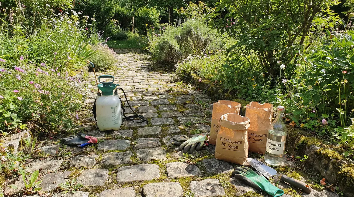 allee pavee desherbee desherbant maison bicarbonate vinaigre