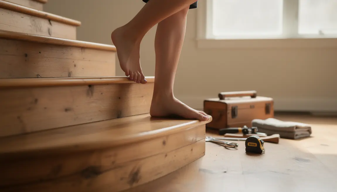 Escalier en bois intérieur calme, idée WD-40