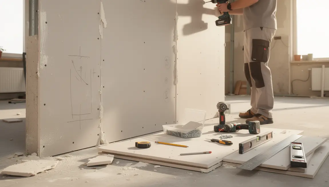 Fixation placo sur mur solide sec et plan