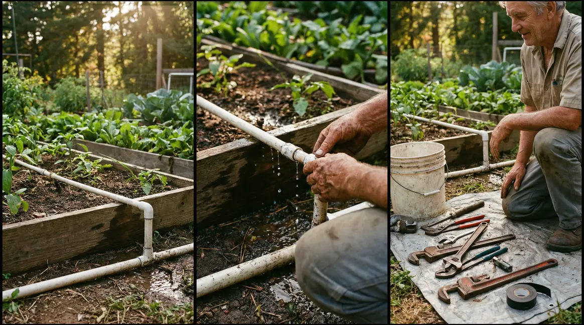 Jardin arrosage tuyau PVC fuite réparation maison