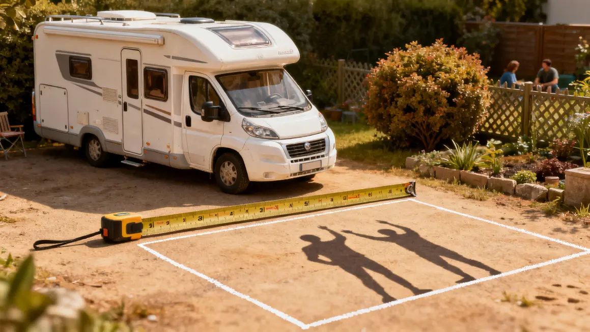 Emplacement et dimensions abri camping-car sur terrain plat