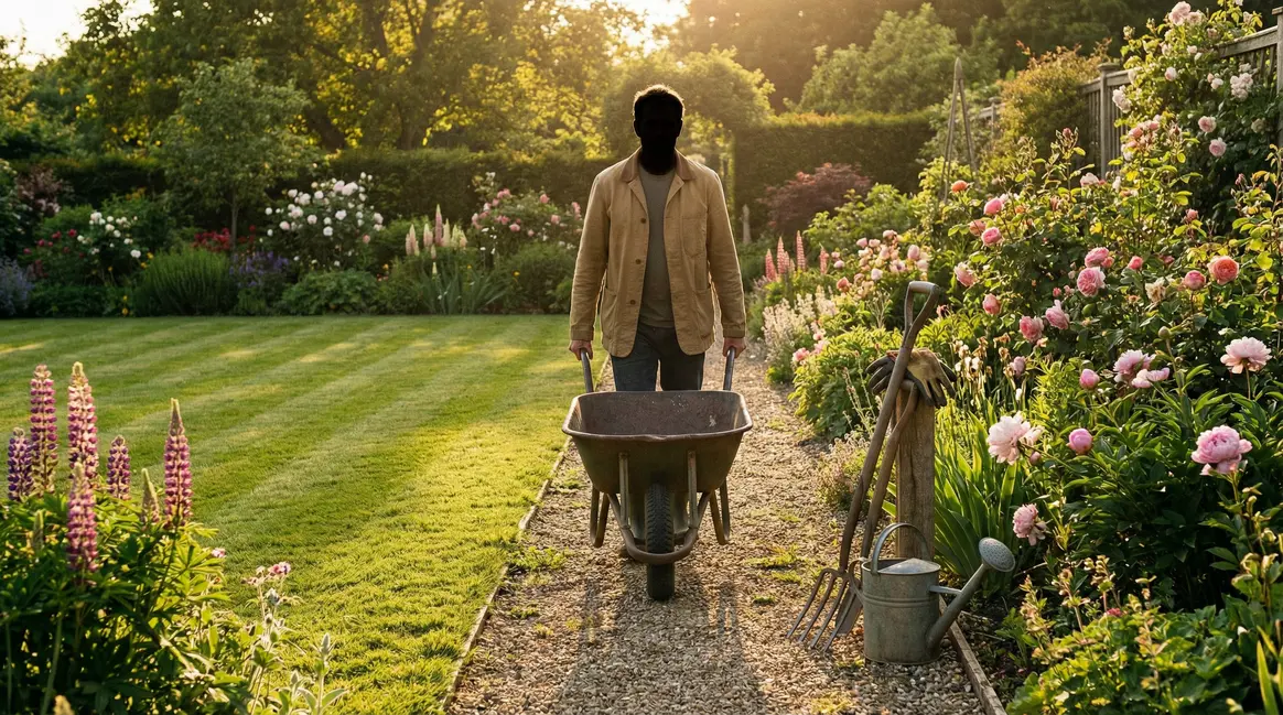 Jardin entretenu avec jardinier efficace