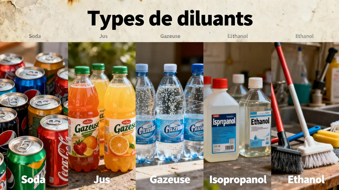 tableau visuel types diluants alcool usage technique cocktail