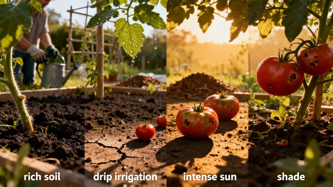 Sections du potager montrant facteurs sur poids tomates