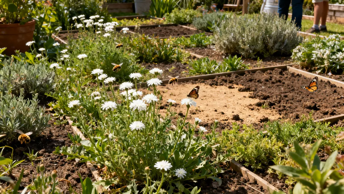 impact mauvaises herbes fleurs blanches sol compact jardin pollinisateurs
