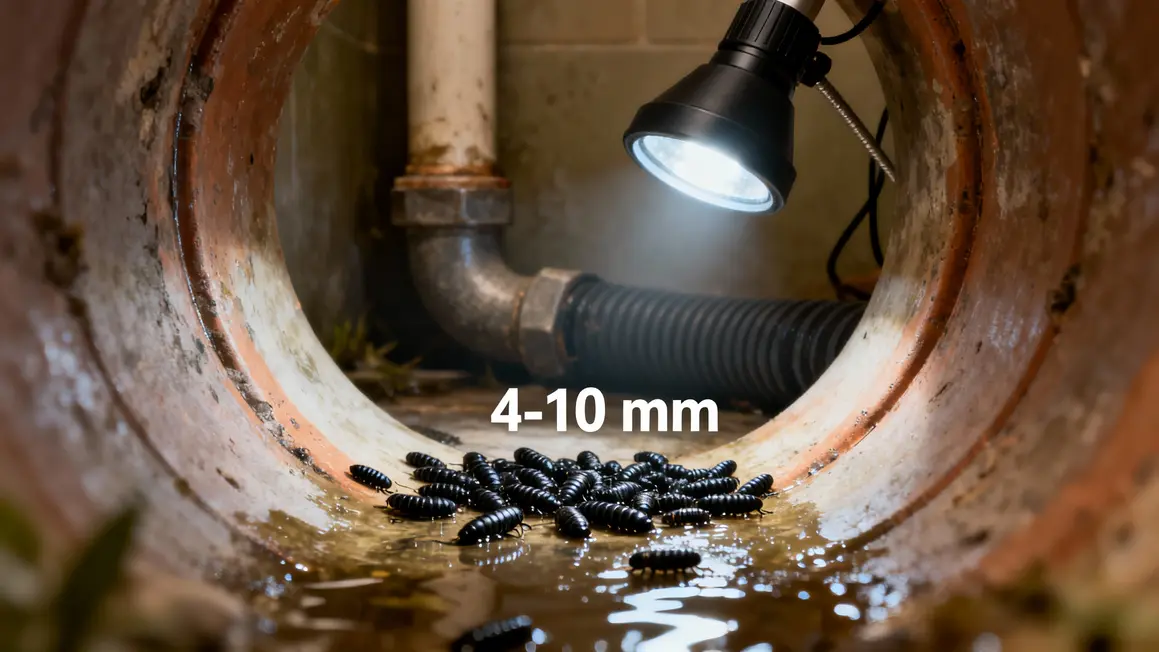 inspection canalisation avec petit vers noir toilettes