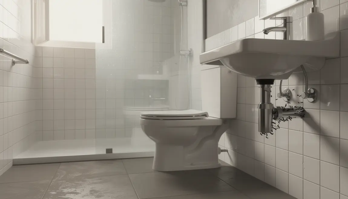 petit vers noir dans toilettes moderne ambiance humide