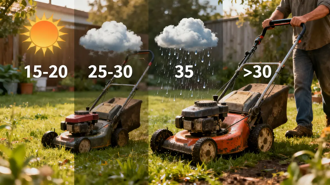 Infographie temps attente moteur tondeuse noyé météo
