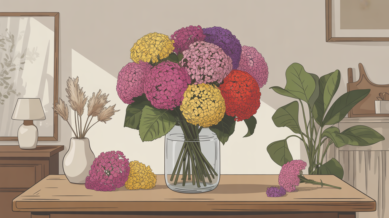 hortensia comment les faire secher bouquet illustration moderne