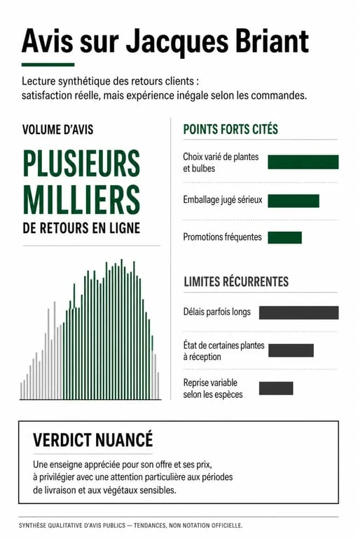 Jacques Briant avis : synthèse visuelle des points forts, des limites et des chiffres clés